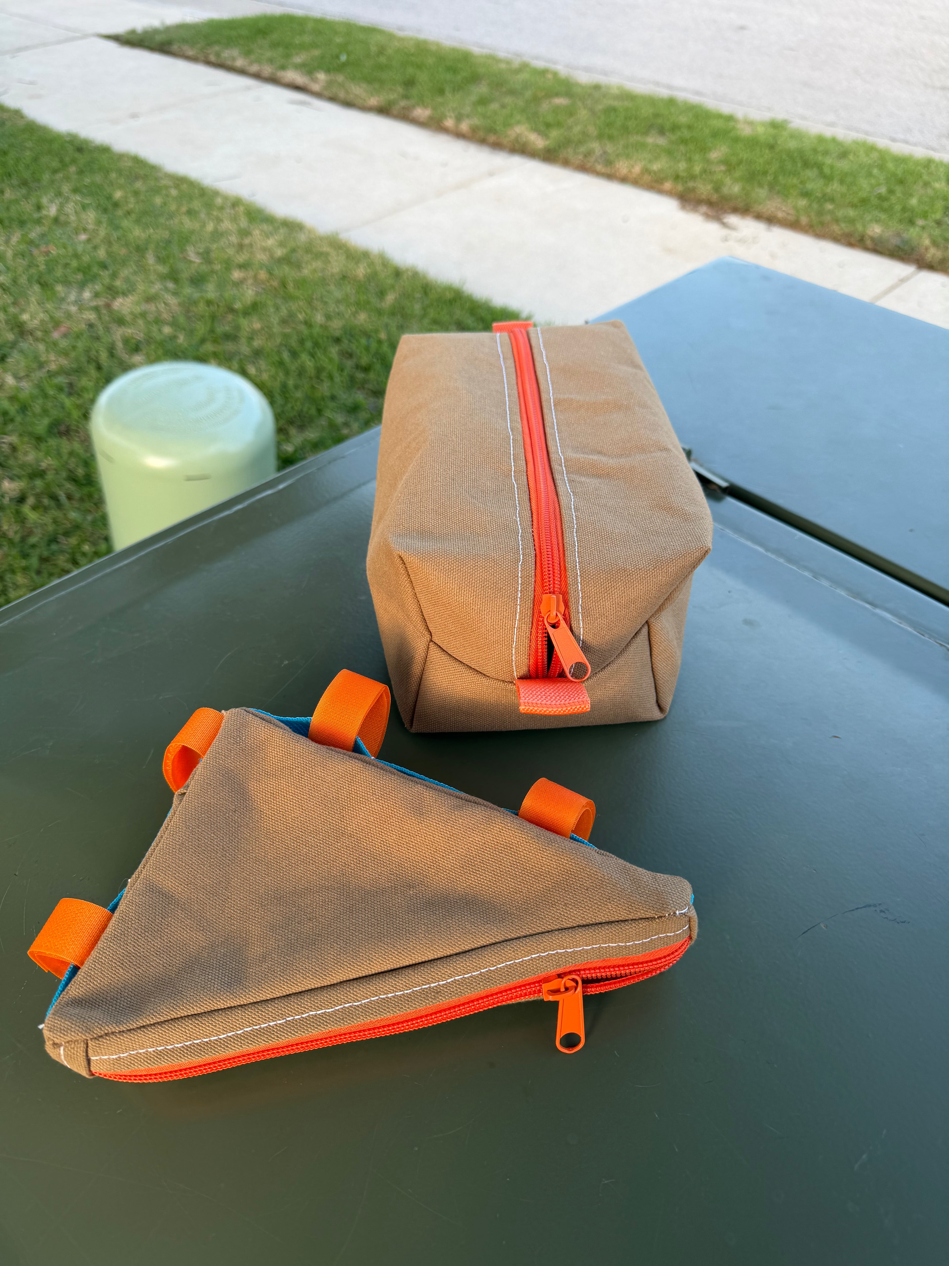 Desert Canvas & Orange - Universal Frame Bag & Utility Pouch Combo